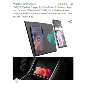 TAPTES Dual Wireless Charger for Tesla Model 3/Y 2020 Console Pad